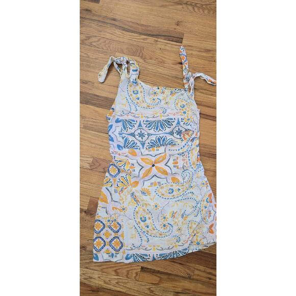 ASOS Design off the shoulder mini linen sundress with knot detail Cream Sz 12 - Picture 3 of 10